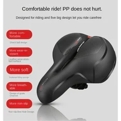 Hollow Breathable Bicycle Saddle Men Women MTB Road Bike Saddle Shock Absorbing Comfortable Big Butt Bike Seat Safety Warning