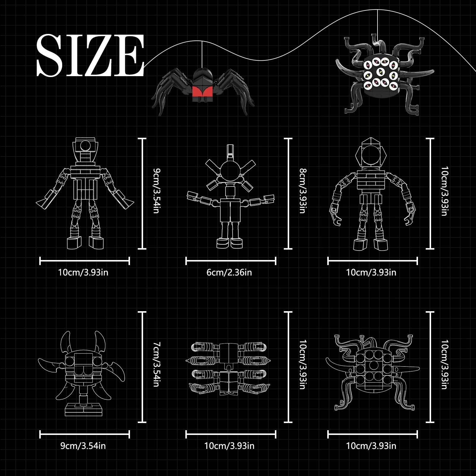 BuildMoc Mini Horror Game Doors Demo Villains Figures Building Block Set Screech Tentacle Man-Eating Monster Toys Children Gifts