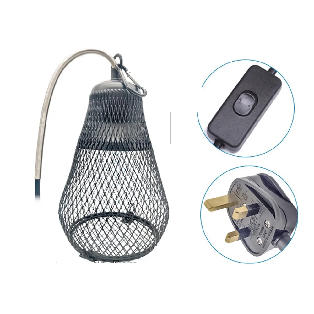 

Ceramic Heat Emitter Pet Heating Lampshade Iron Mesh Dome E27 Bulb Holder Reptile Heat Lampshade Double Cage