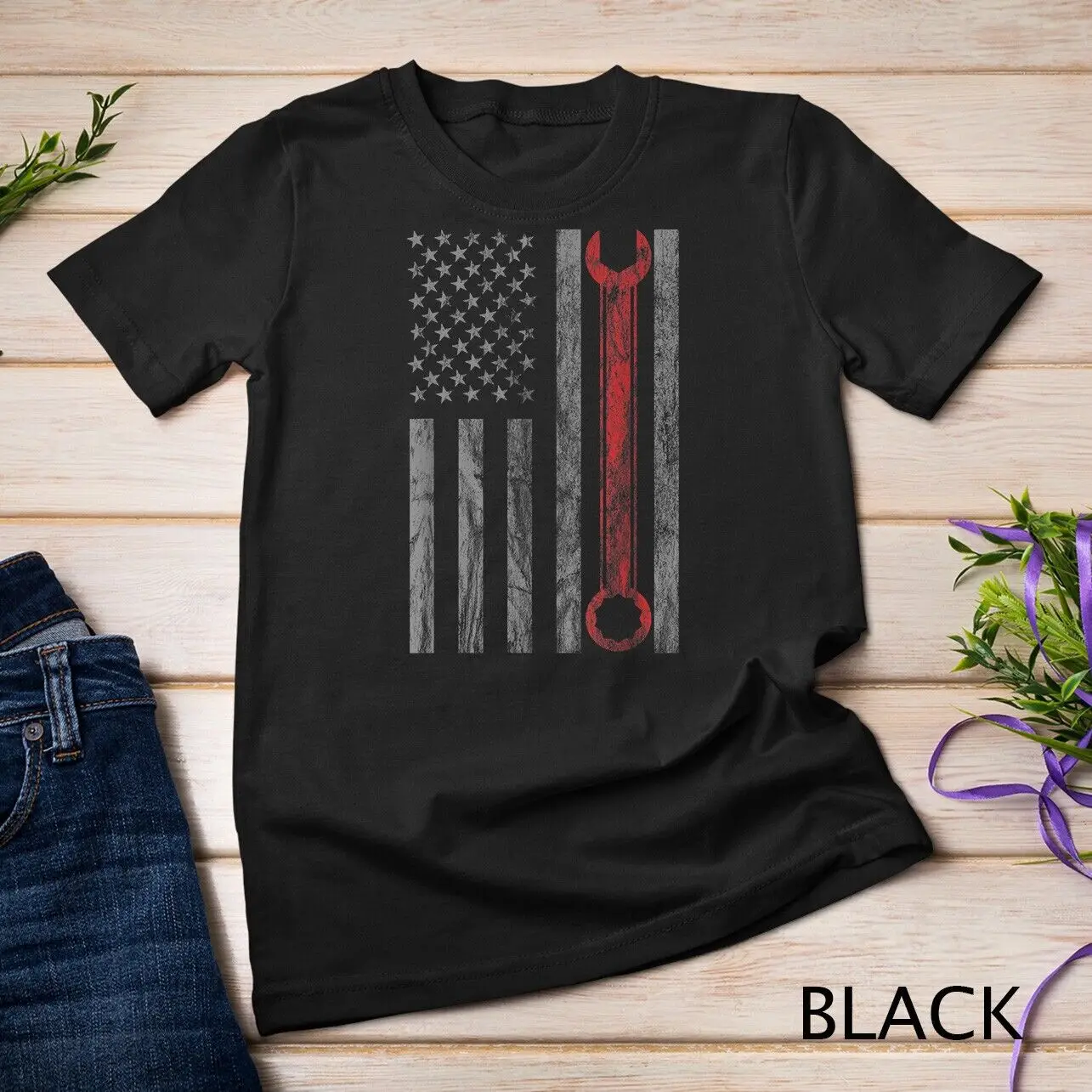 Vintage Distressed Mechanic Shirt Mechanic USA Flag T-shirt Unisex T-shirt