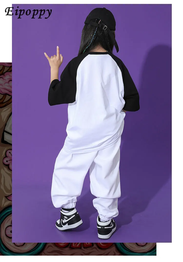 ملابس هيب هوب عصرية للأطفال ، بدلة شارع مقلية ، زي أداء ، ملابس رقص جاز ، ملابس بنات