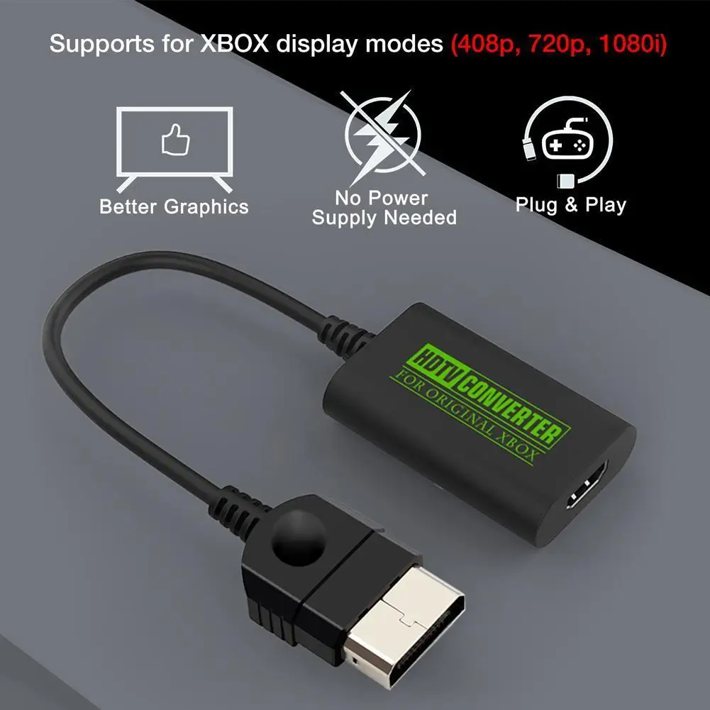 Converter Adapter Digital Video Audio for Xbox to HDMI-Compatible Adapter HD Link Cable Supports 1080i 720p 480p 480i