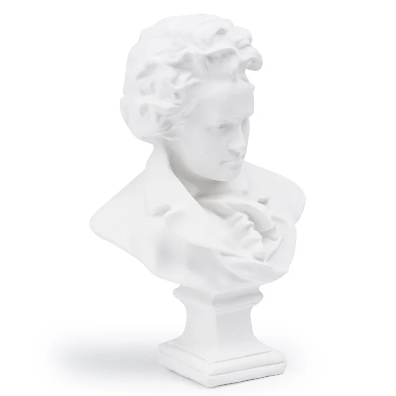 Resin Figure Ornament Beethoven Bust Statue Art Sketching Practice Sketching Plaster Statue Home Room Decoration Crafts