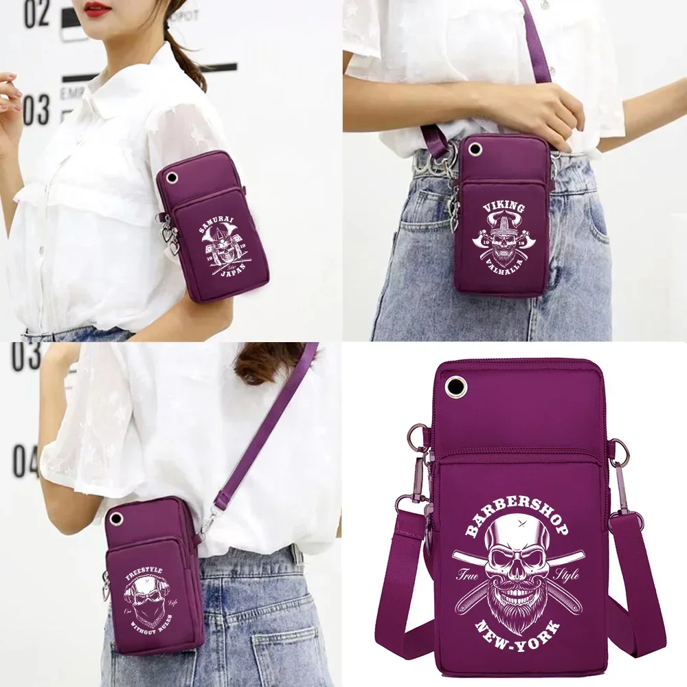 Crossspan Shoulder Bag Arm Bag Phone Bag Purse Small Crossbody Bag Canvas Sports Bag Adjustable Shoulder Strap Skull Pattern