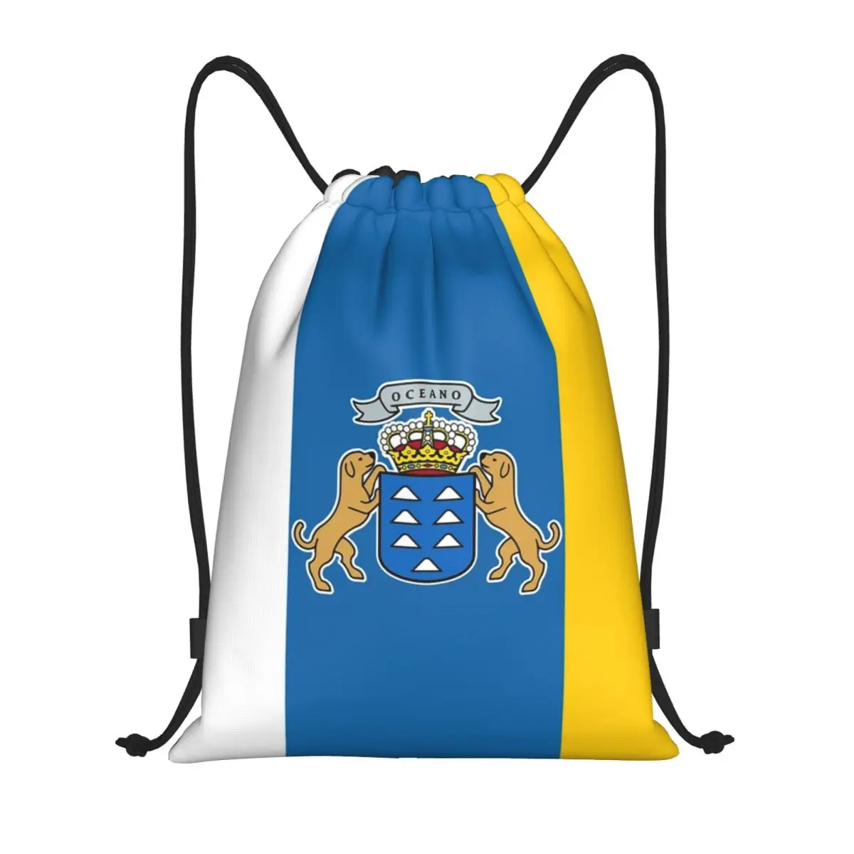 Custom Canary Island Flag Drawstring Bag Men Women Lightweight Flag Of Spain Sports Gym Storage Backpack