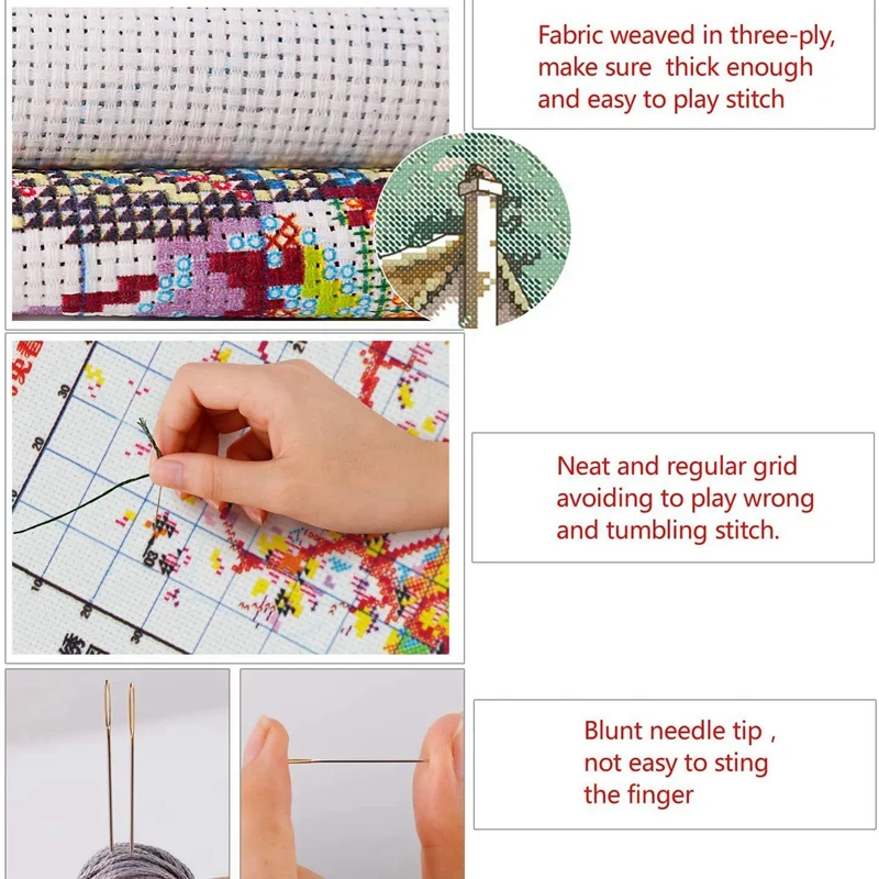 [in stock]  Stamped Kits 14CT Printed Embroidery Cloth Needlepoint Kits Easy Patterns for Beginners 10.63 x 12.99 Inch