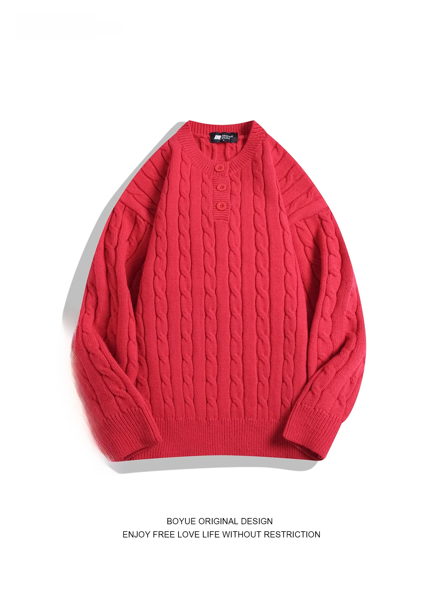 

Вязаный свитер BOYUE с воротником-хенли, повседневный, теплый, высококачественный трикотаж для мужчин и женщин, подходит для отдыха и зимы