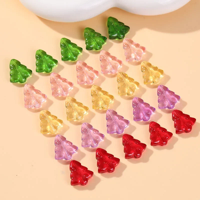20Pcs Glass Christmas Tree Beads Transparent Color Czech Lampwork Loose Beads For Jewelry Making DIY Bracelet Necklace 15*16mm
