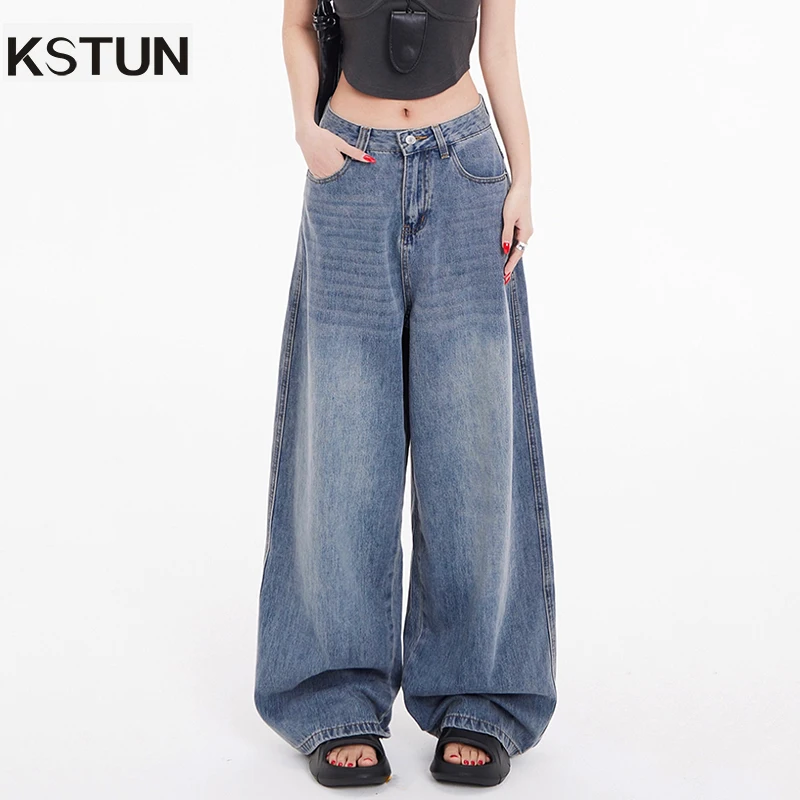 

KSTUN Women Wide Leg Jeans Baggy Pants Vintage Loose Dragging Pants Oversize Trousers For Ladies High Waist Boyfriend Jeans 2025
