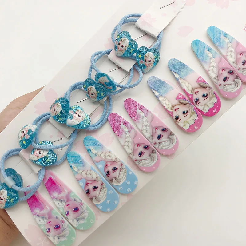 Disney Frozen Elsa Princess Kids Candy Color Print Water Drop Clip Amazon Hot Sale Frozen BB Hairpin Princess Hairpin