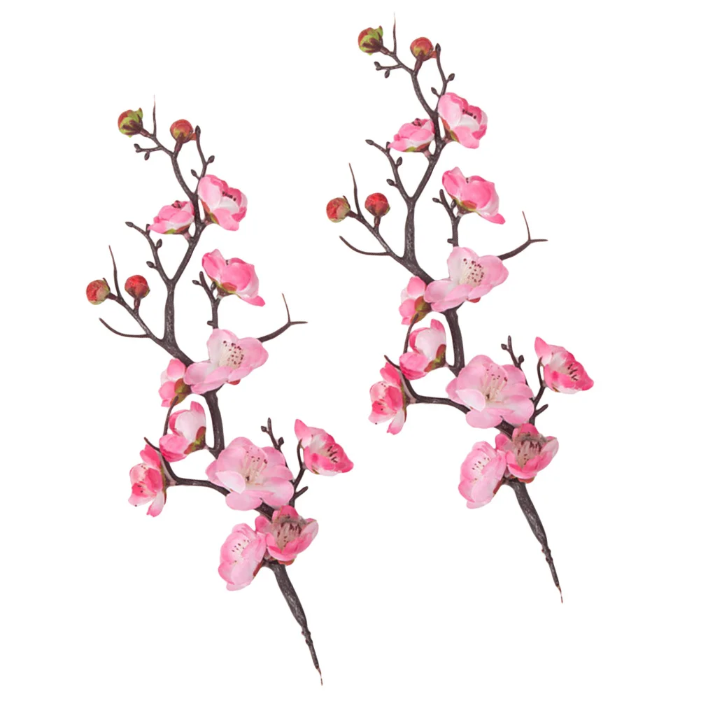 

2 pcs Simulated Plum Blossom Cake Topper Pink Vivid Branches For Birthday Party Festival Decoration Plant Shaped Food Picks