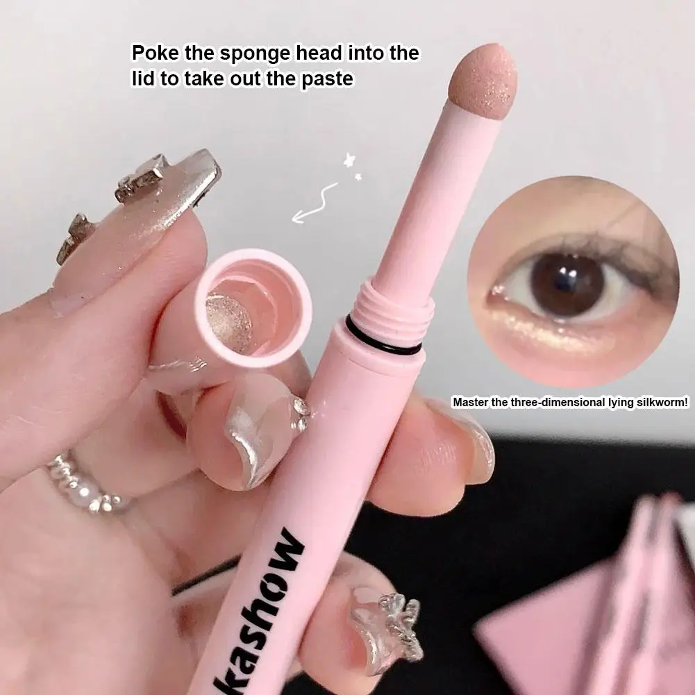 Stylo ver à soie couché à Double tête, imperméable, durable, mat, perle, éclaircissant, ombre sous le contour des paupières, crayon de fard à paupières