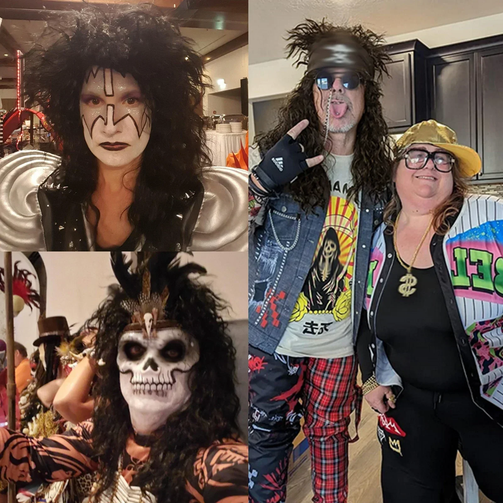 شعر مستعار صناعي مجعد للرجال والنساء طويل الطبقات زي تنكري للحفلات ديسكو 80s شعر مستعار صناعي كرنفال الهالوين #2