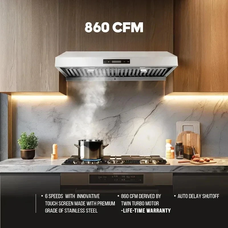 V. C. Atlanta 860CFM 30-Hotte de cuisine en acier inoxydable, avec moteur touristique, arrêt automatique à retard, design contemporain, performance professionnelle