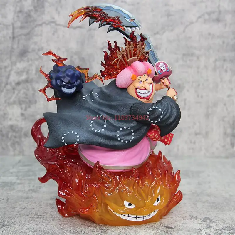25cm One Piece Figure Big·mom Figure Charlotte Linlin Figures With Light Anime Pvc Gk Statue Figurine Model Collection Gift Toy