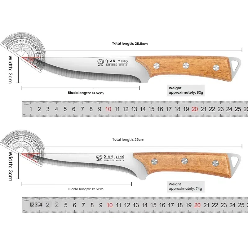Stainless Steel Multi-purpose Carving Knife With Blade Guard, Professional Kitchen Steak Knife With Wooden Handle, Fruit Knife view 6