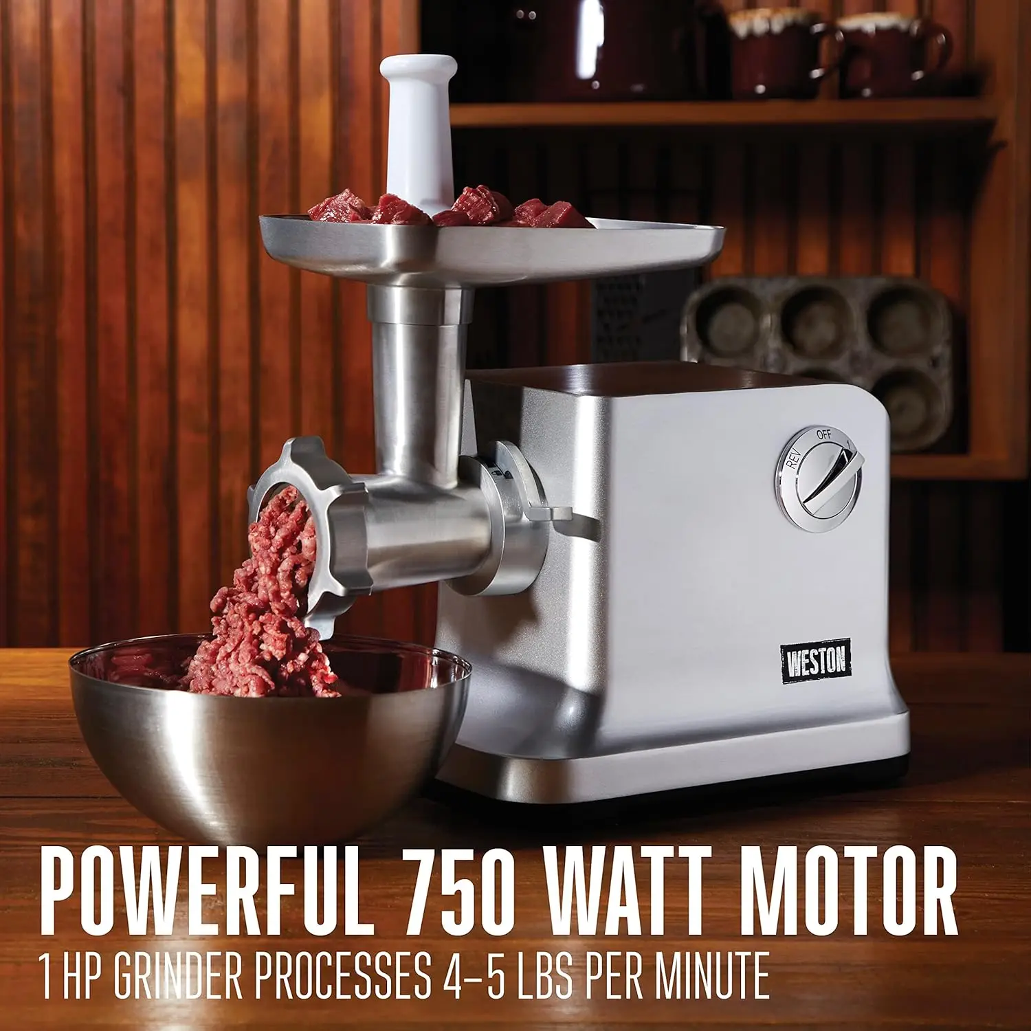 Weston Electric Meat  Sausage , #12 750 Watt, 1 HP Motor, Grinds 4 lbs Per Minute, Includes Stainless Steel Grin