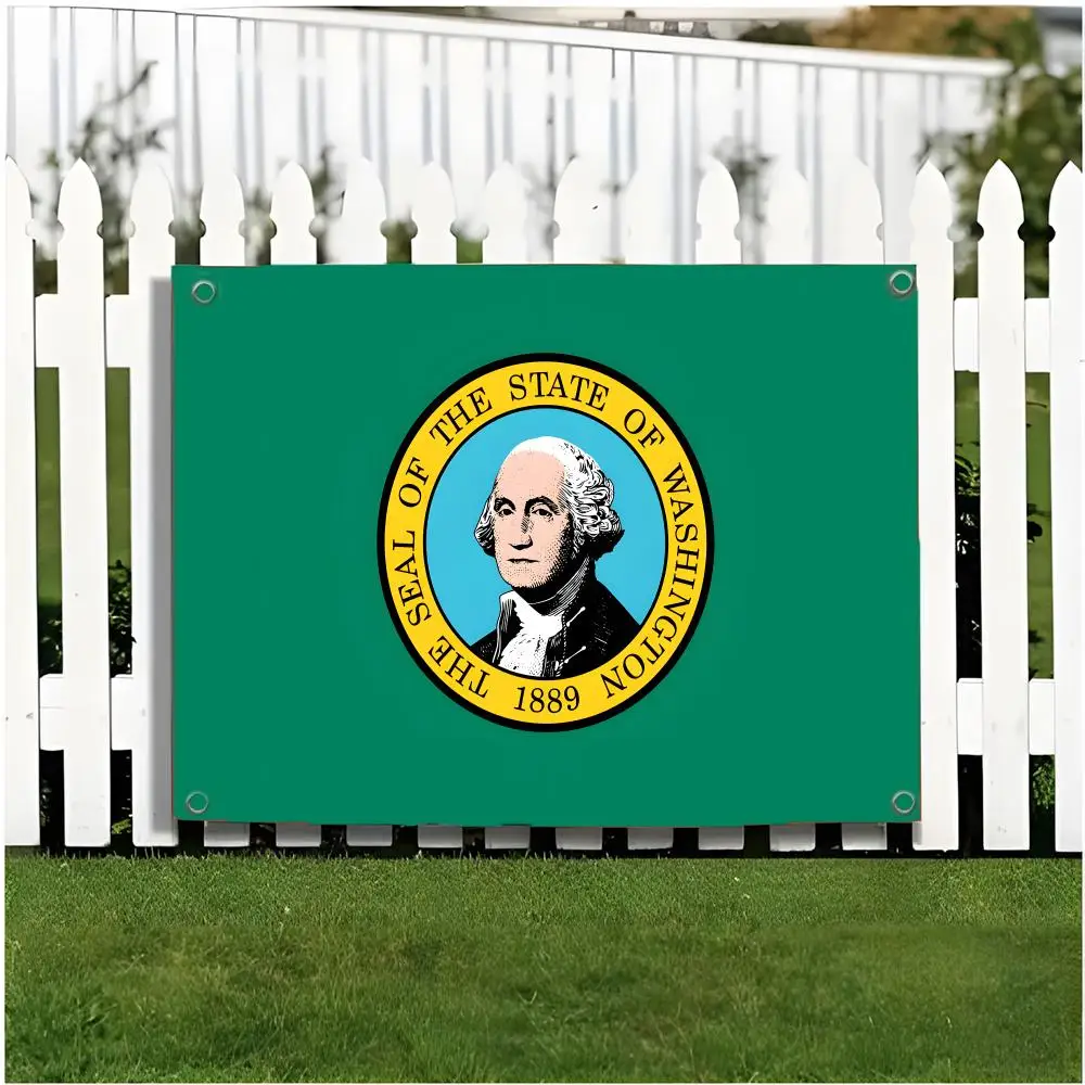 state W-Washington State Flags Edgeless four-ring hanging decor indoor outdoor compatible easy for hanging display