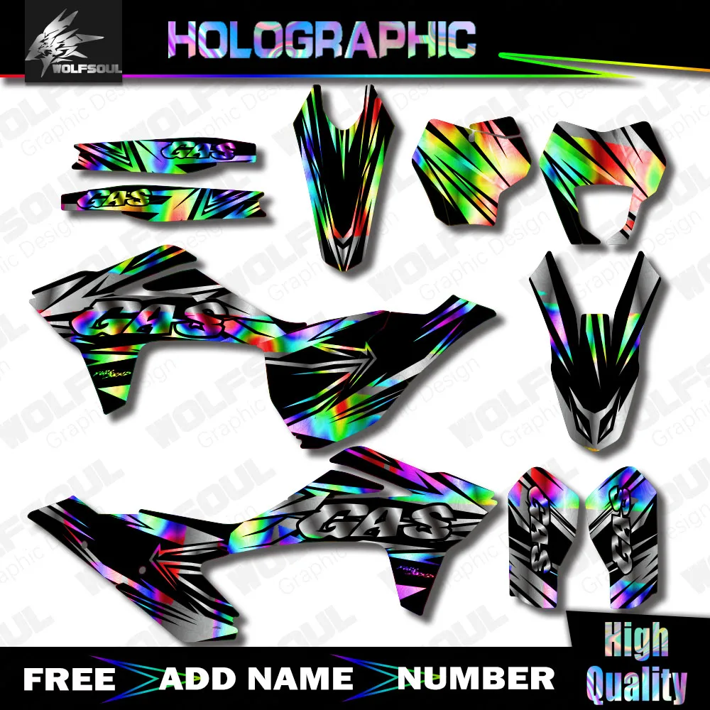 Motocross Holographic Background Decals Graphics Sticker For GASGAS GAS GAS MC EX EC 125 250 300 350 450 2021 2022 2023 Custom