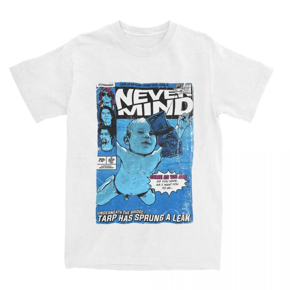 Camiseta divertida del álbum Nevermind de Kurt Cobain, camisetas de algodón puro para hombres y mujeres, ropa de verano