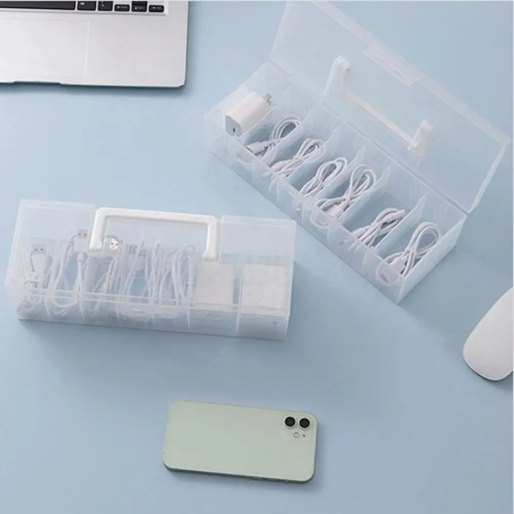 Dustproof Data Cable Storage Box Flip Cover Data Line Storage Desktop Organizer Plastic Transparent Cable Container Mouse Line