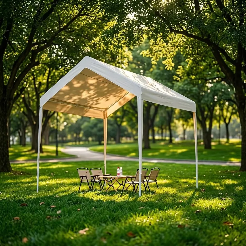 Heavy Duty Windproof Carport Tent UV Protected Folding Outdoor Garage Canopy Car Parking Shed Multi-Size 4x8m 5x6m