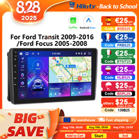 Hikity Wireless CarPlay Android Auto Car Radio For Ford Transit 2009 2010-2016 Ford Focus 2005-2008 GPS WiFi BT 2din autoradio