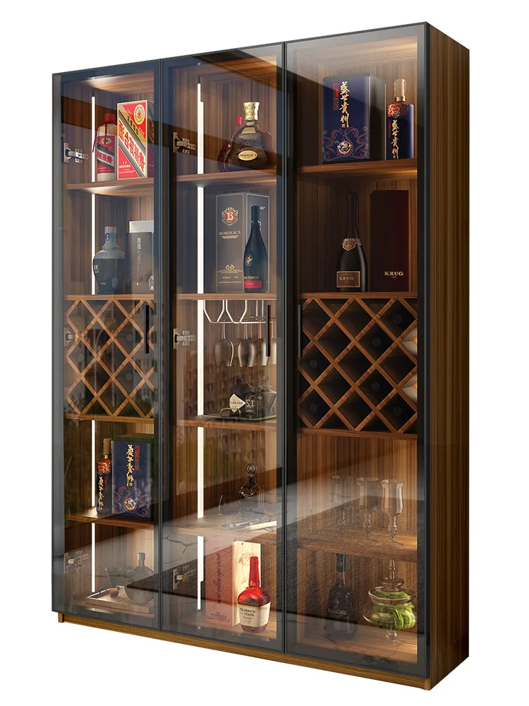 

Customized minimalist glass door wine cabinet, luxurious red wine cabinet,large capacity storage and display cabinet