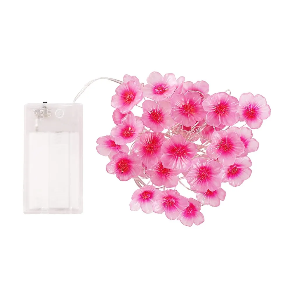 3/2/1M Đồ Dùng Trang Trí Giáng Sinh Cho Nhà Hoa Anh Đào LED Dây Cổ Tích Đèn Pin Hoạt Động Trong Nhà đám Cưới Hồng Chuông Trang Trí