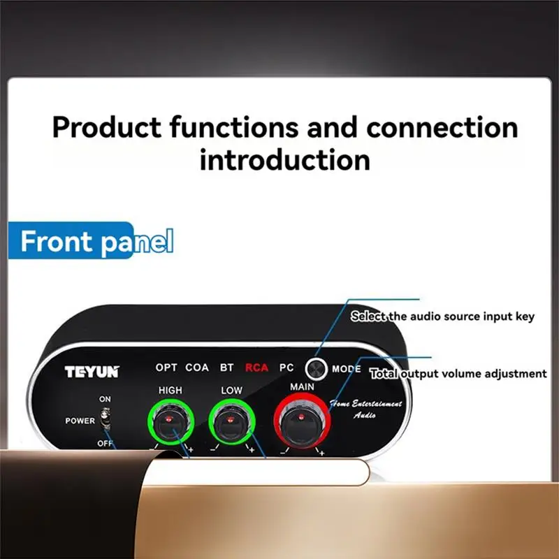 

TEYUN Professional USB Audio Interface Sound Card 2CH 2X150W 4Ω TPA3325 Hifi Amplifier RAC BT5.0 For Studio Audio Mixer EU PLUG-