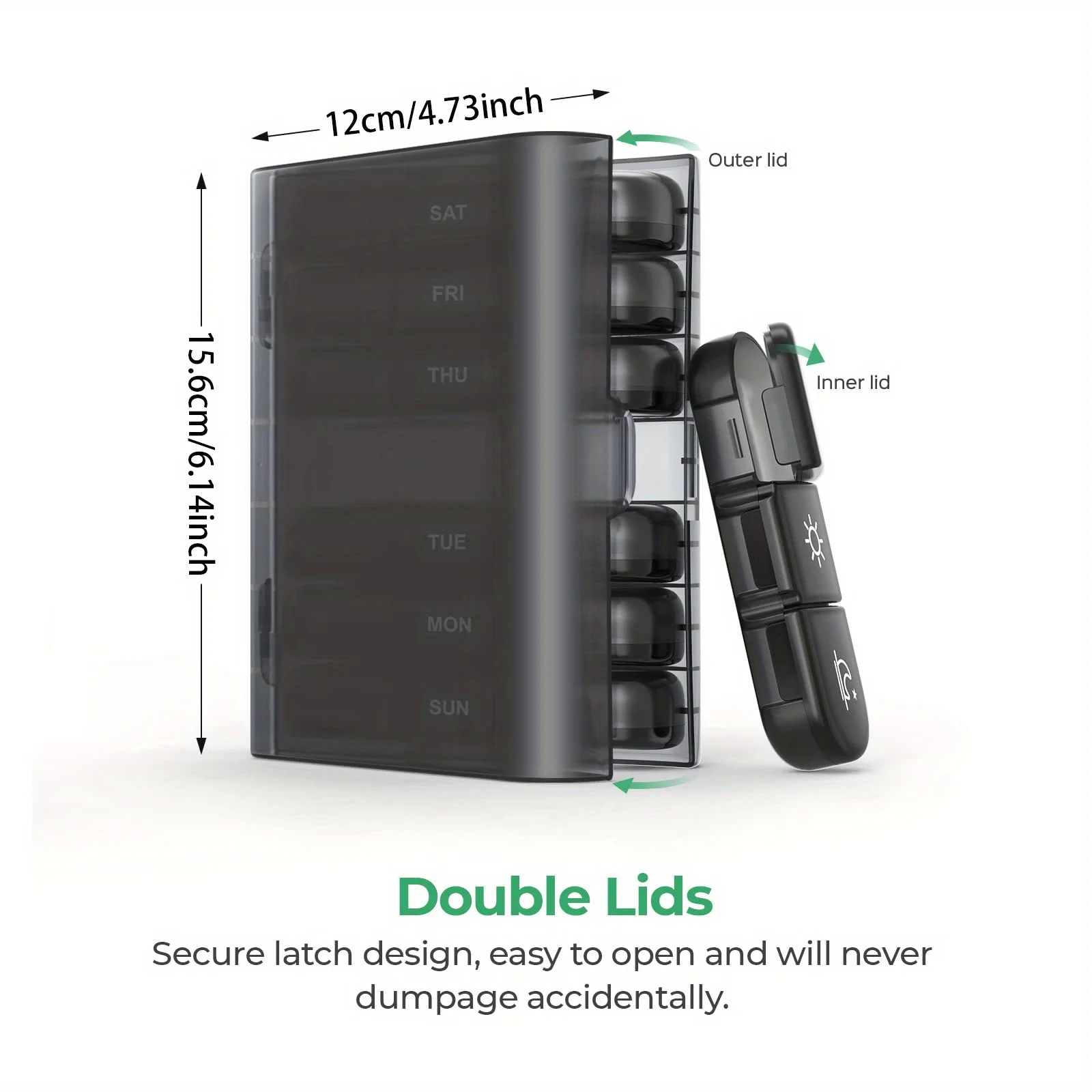 صندوق حبوب منع الحمل لمدة 7 أيام، أقراص أسبوعية 3 مرات في اليوم، موزع حاوية، صندوق حبوب منع الحمل، صندوق حبوب مضاد للضوء للفيتامينات والأدوية والمكملات المكملات #5