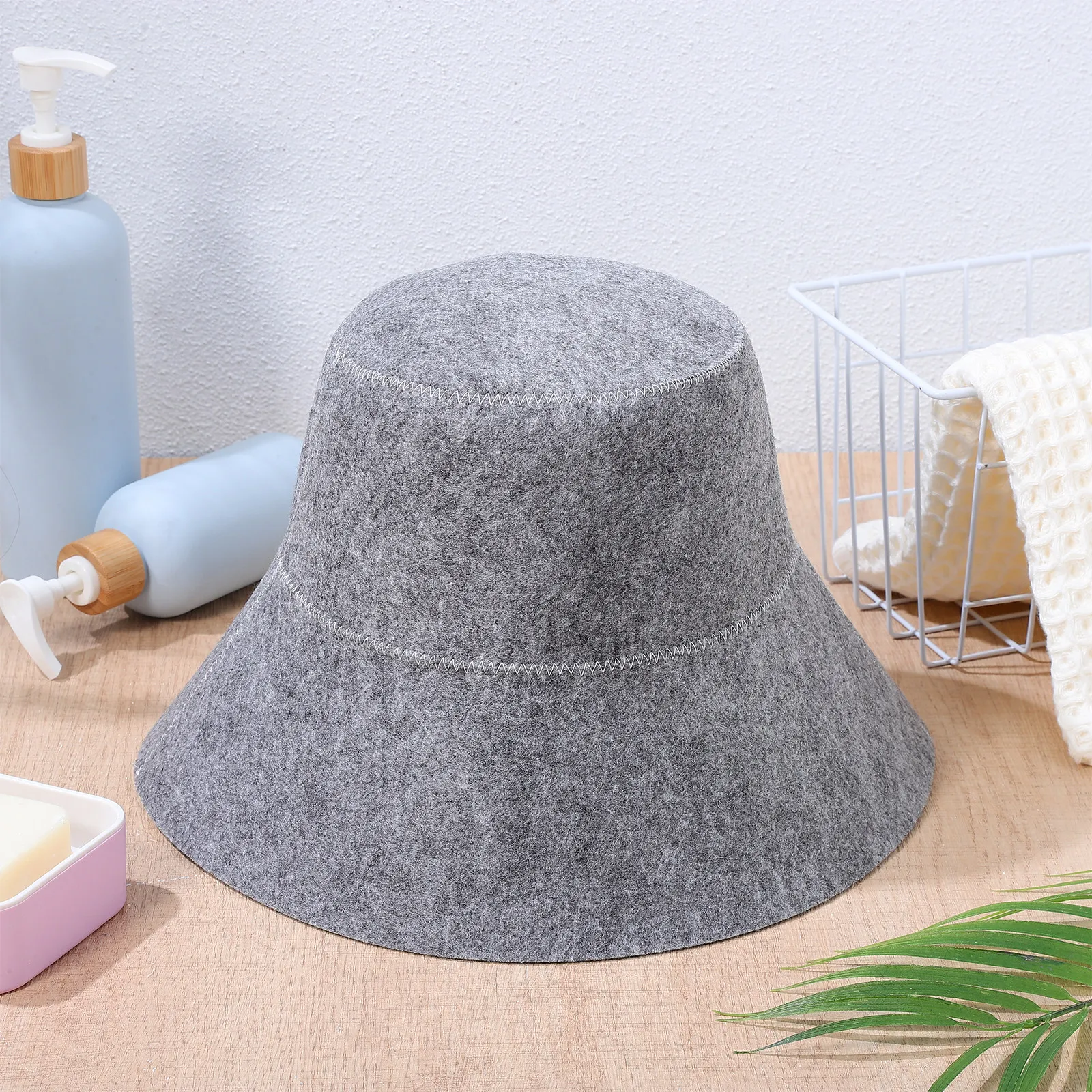 

2Pcs Sauna Cap Felt Absorbent Fast Drying Bath Shower Hat for Men Women Sauna Room Accessories Shower Cap Bathroom Head Cover