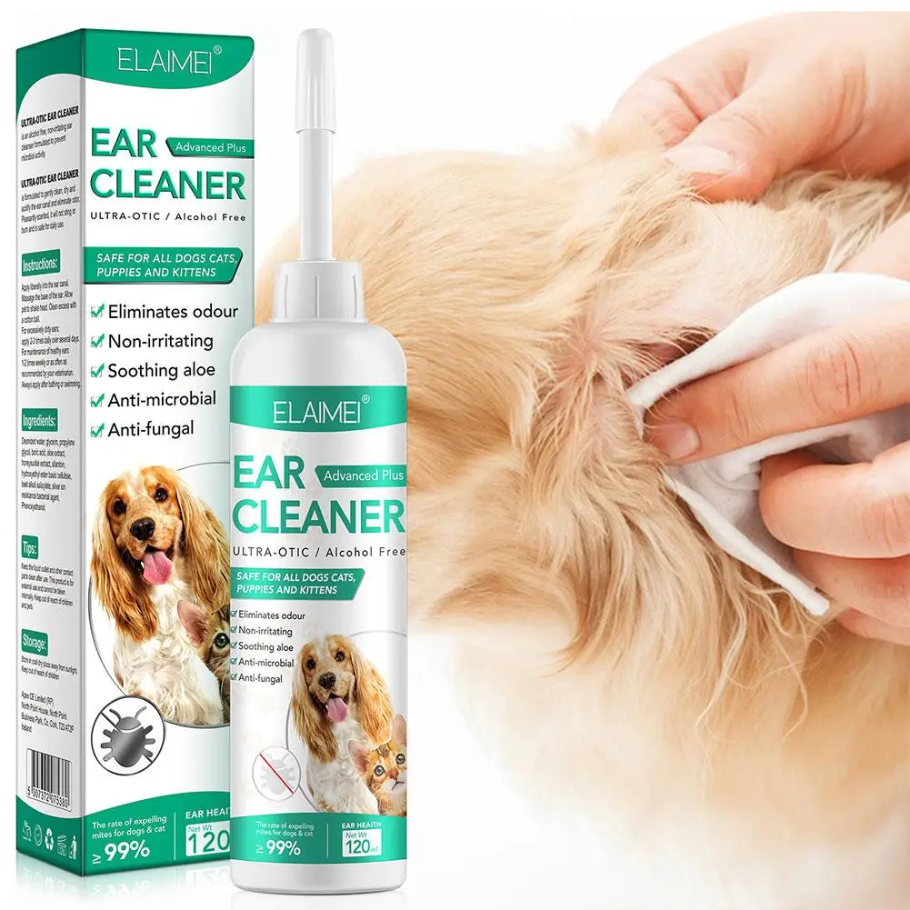 60/120ml Pet Ear Cleaner Dog Ear Cleaner Ear Wax Wash Remover Non-irritating Ear Solution Pet Ear Cleansing Supplies W3m6