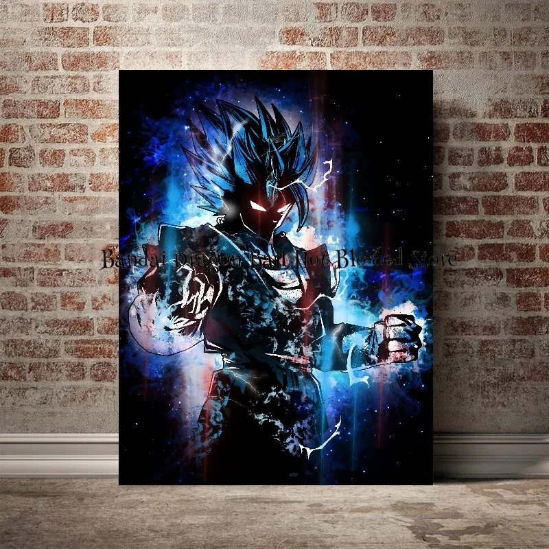 High Quality Canvas Painting Dragon Ball Super Saiyan Goku Vegeta Anime Figures HD Poster Picture Home Decoration Painting Gift