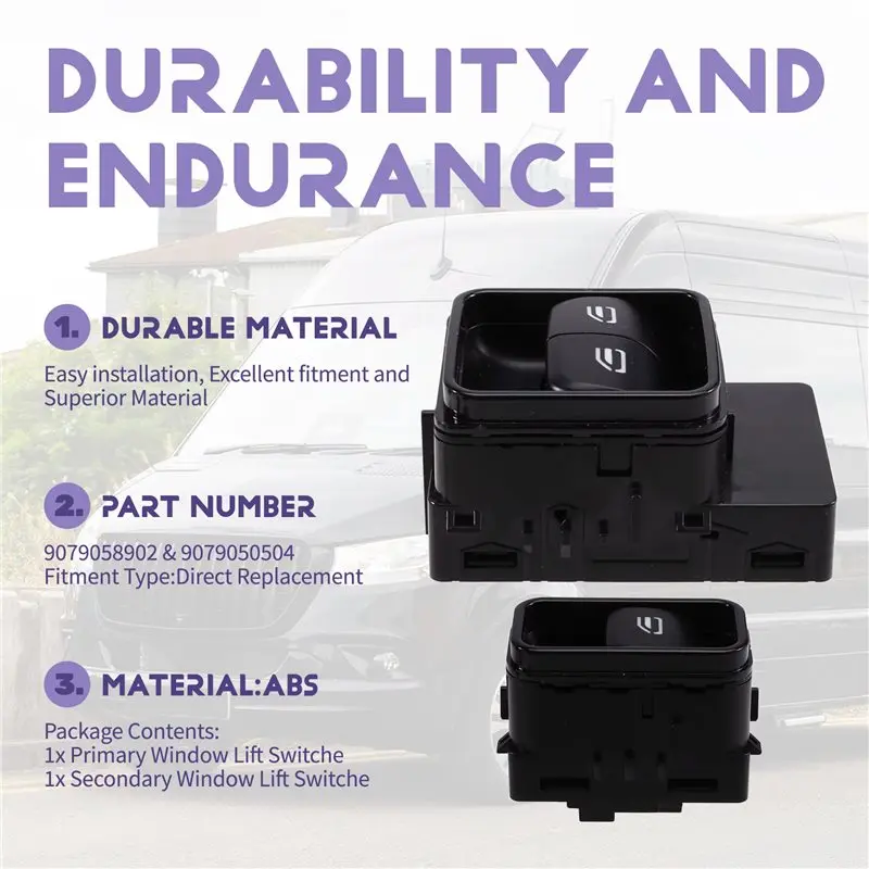 Primary & Secondary Window Lift Switches Button For Sprinter 3,5-T Van (907, 910) 9079058902 & 9079050504