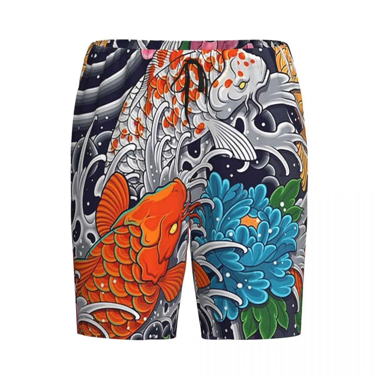

Мужские пижамные штаны с индивидуальным принтом: карпы кои и цветочные узоры, шорты для сна, домашняя одежда, нижняя часть пижамы