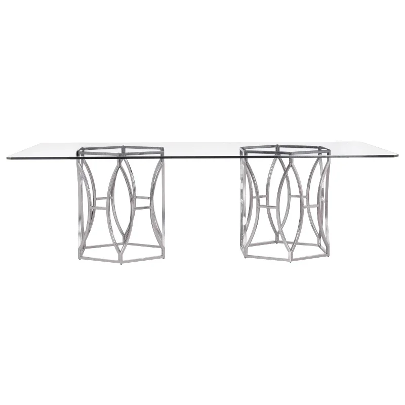 

American simple stainless steel hexagonal dining table, light luxury dining table
