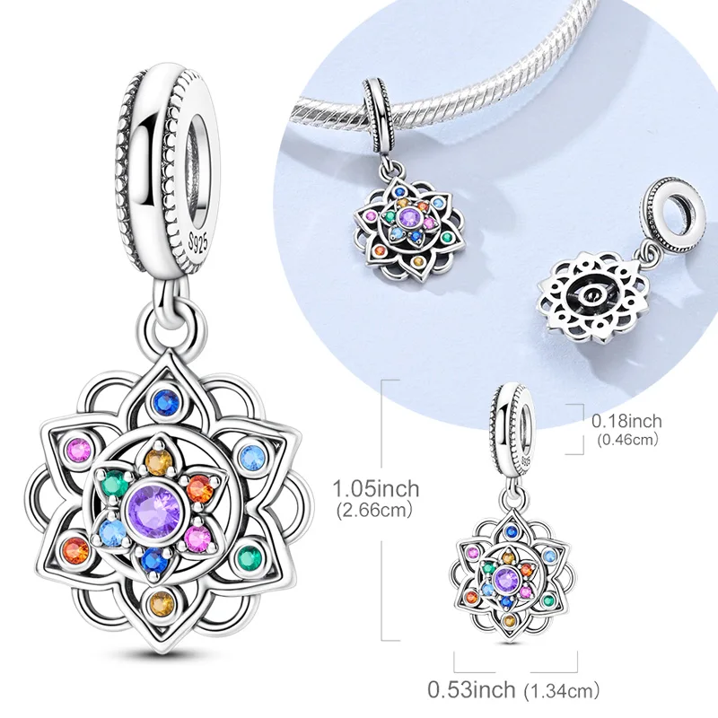 

Original 925 Sterling Silver Charm Bead Rotatable Lotus Pendant Fit Original Bracelet Necklace For Women DIY Jewelry Gift