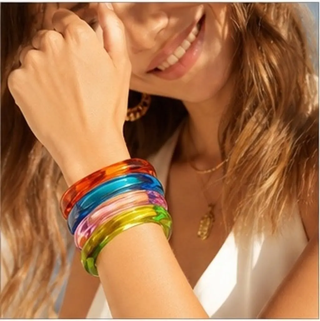 4 Pcs Bangle Bracelets Acrylic Bracelet Women's Bangles Bracelets Wide Bracelets Acrylic Jewelry