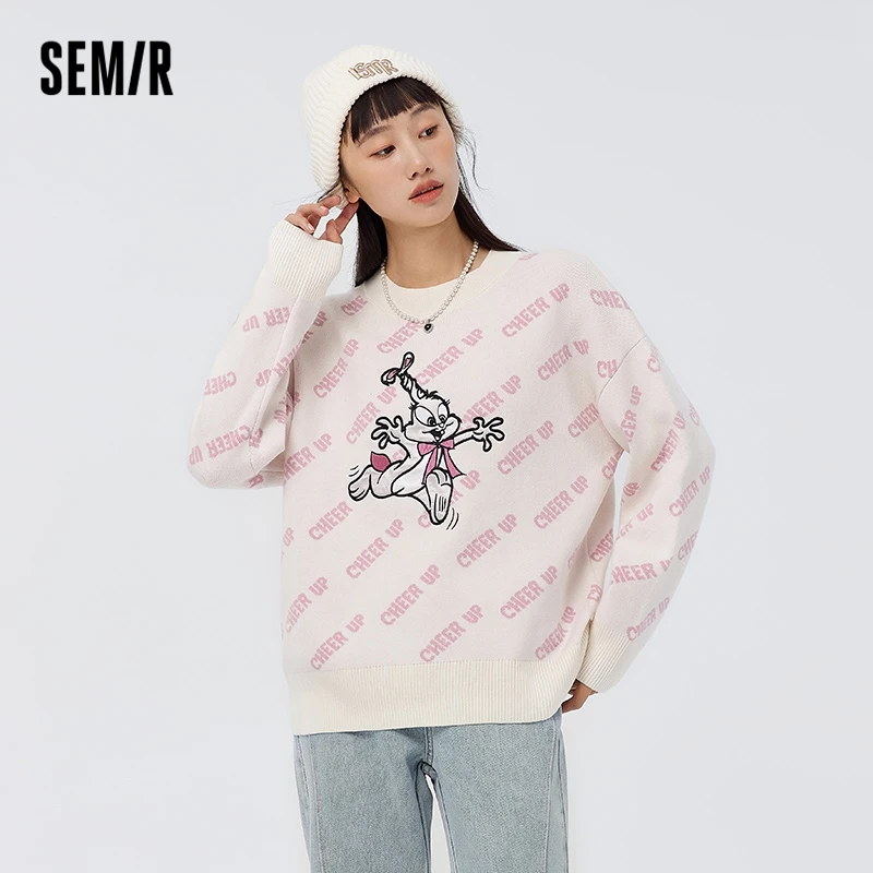 Semir Women Knitwear Rabbit Embroidery Sweet And Cool Lovely 2023 Spring Letters Loose Top Small Crowd Trend Street Trend Cool