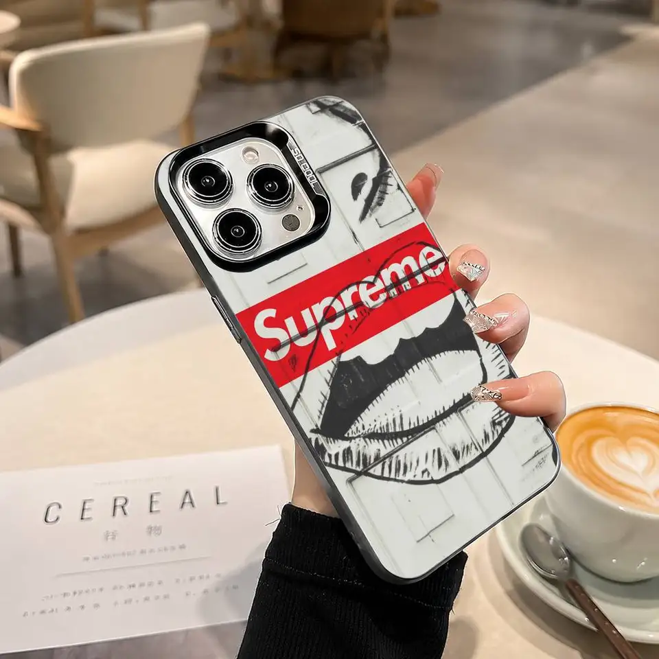 Funda de marca clásica S-Supremes, regalo para iPhone 17,16,15,14,13,12,11 Plus, Pro Max, XS, cubierta plateada y negra 2