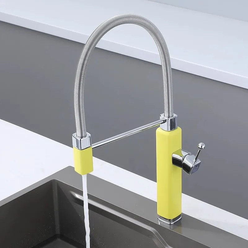 Red Pull Down Kitchen Faucets Brass Black Pull Out Sink Faucet Pull Out Sink Faucet Spring Spout Mixers Tap Hot Cold Water Crane