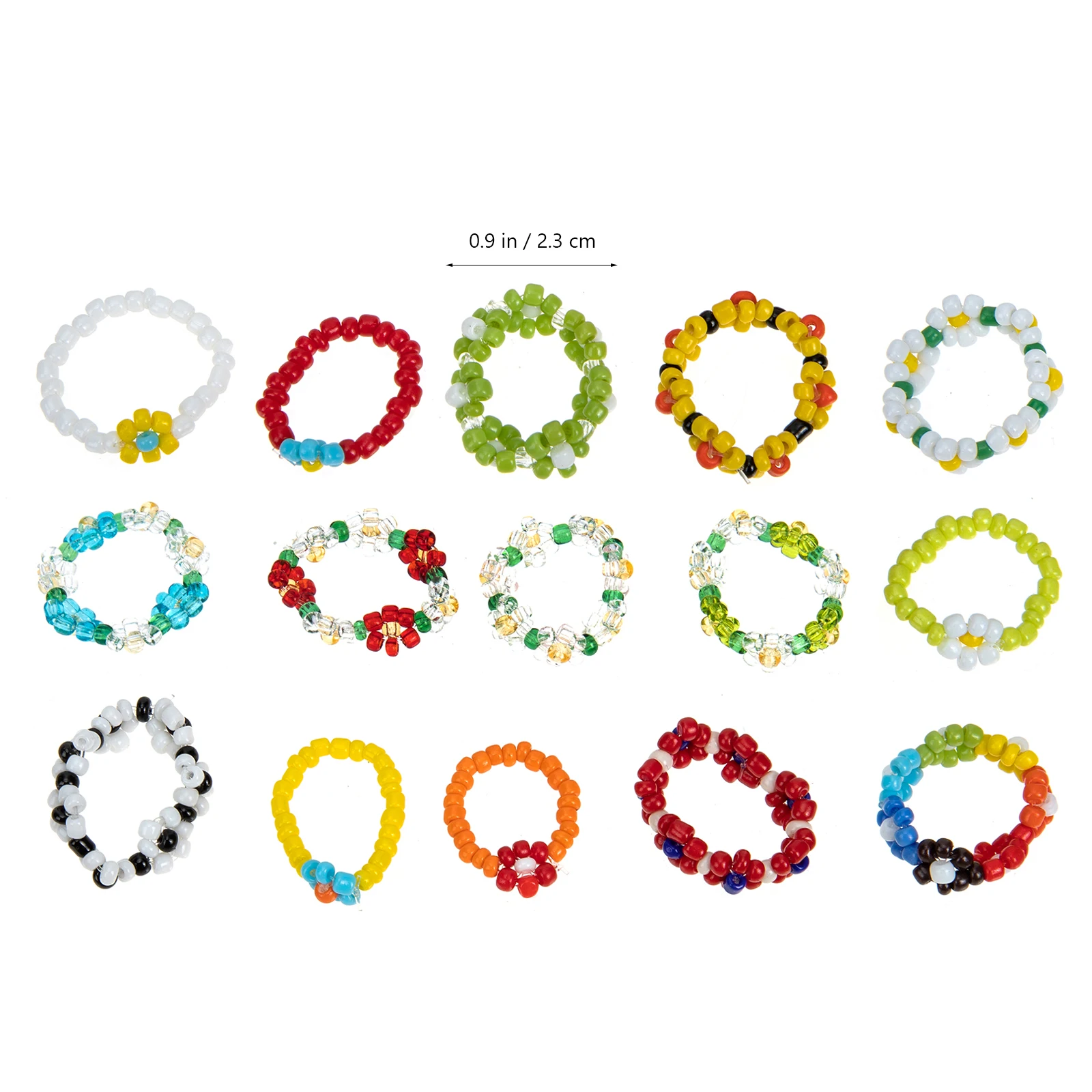

15Pcs Trendy Flower Bead Rings Stylish Aesthetic Jewelry for Women Perfect Gifts Bead Rings Finger Ring Ring Jewelry