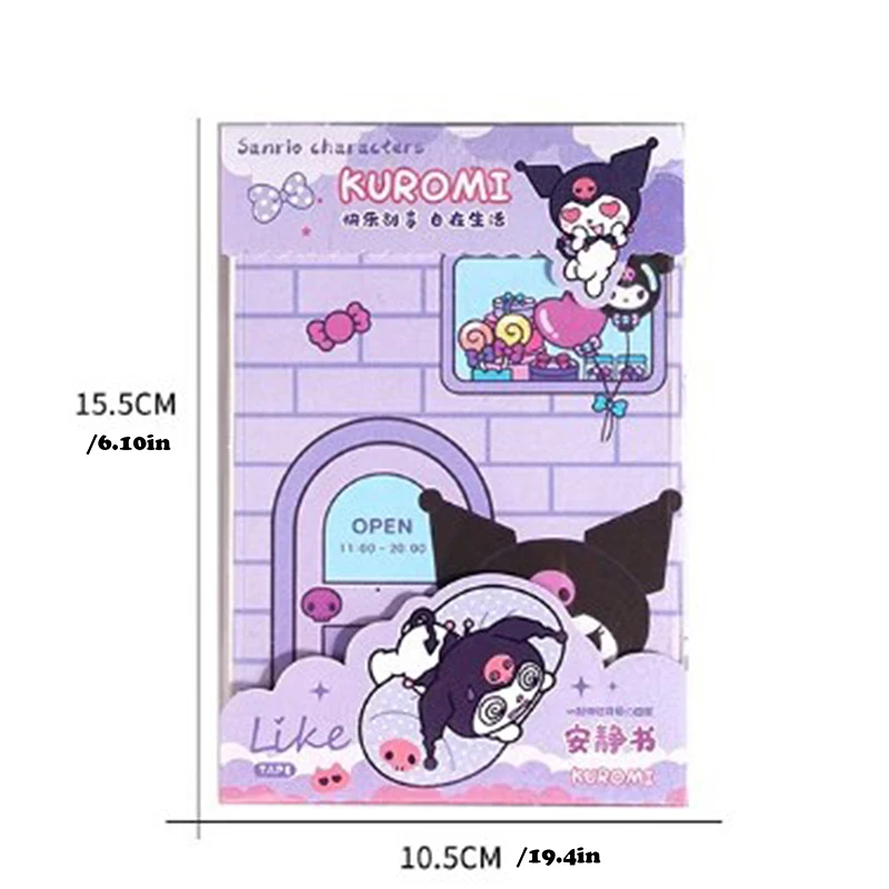 Sanrio Cartoon Quiet Book para Crianças, Livros de Brinquedo Auto Feitos e Duráveis, Não Precisa Cortar, Padrão Bonito, Kuromi Mereti