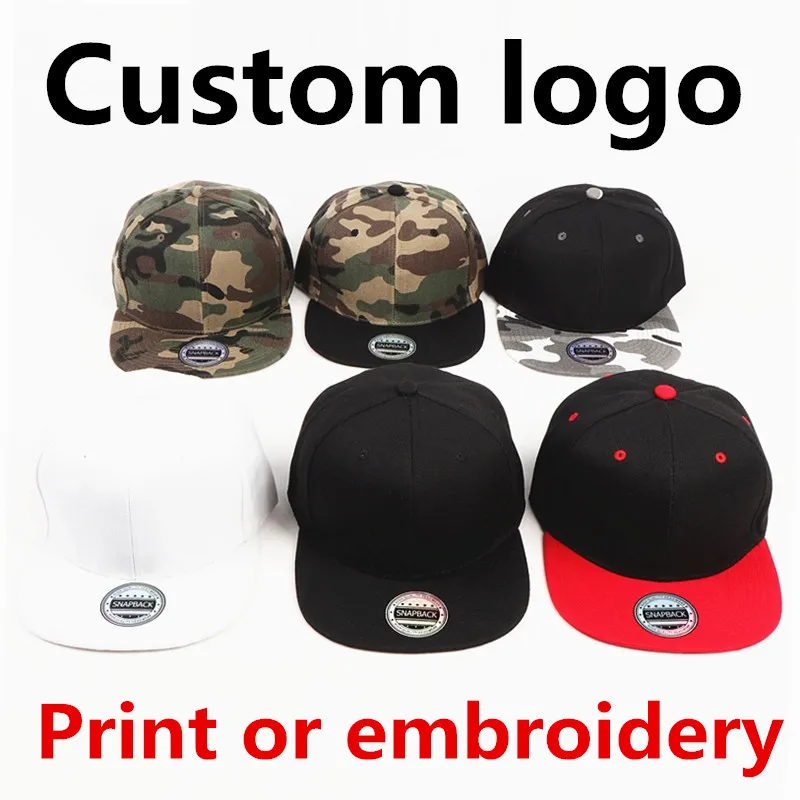 Adult Men solid 6 panels snapback hat Flat bill hip hop hat Custom Logo Trucker hat Leisure caps Sports hat for women travel