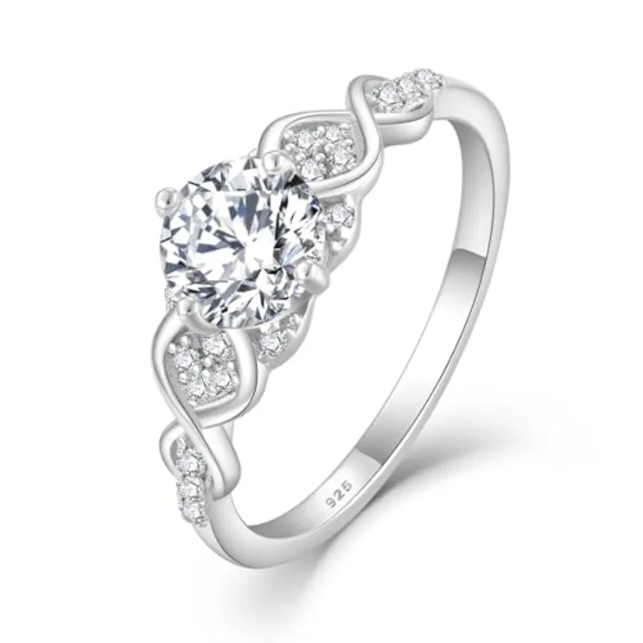 

Fahonie Moissanite Promise Rings for Women 1CT D Color VVS1 Clarity, Round Cut 925 Sterling Silver Infinity Wedding Ring Engage