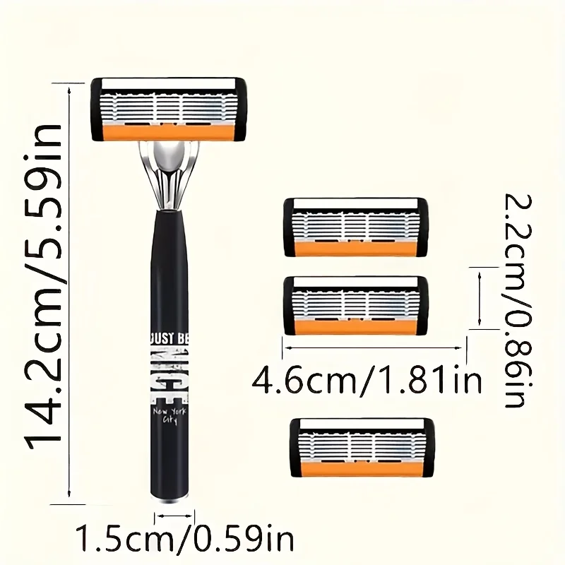 Men Stainless Steel Razor Sharp Blade Smooth Shave Beard Trimmer Durable Reusable Ideal Grooming Travel Gift