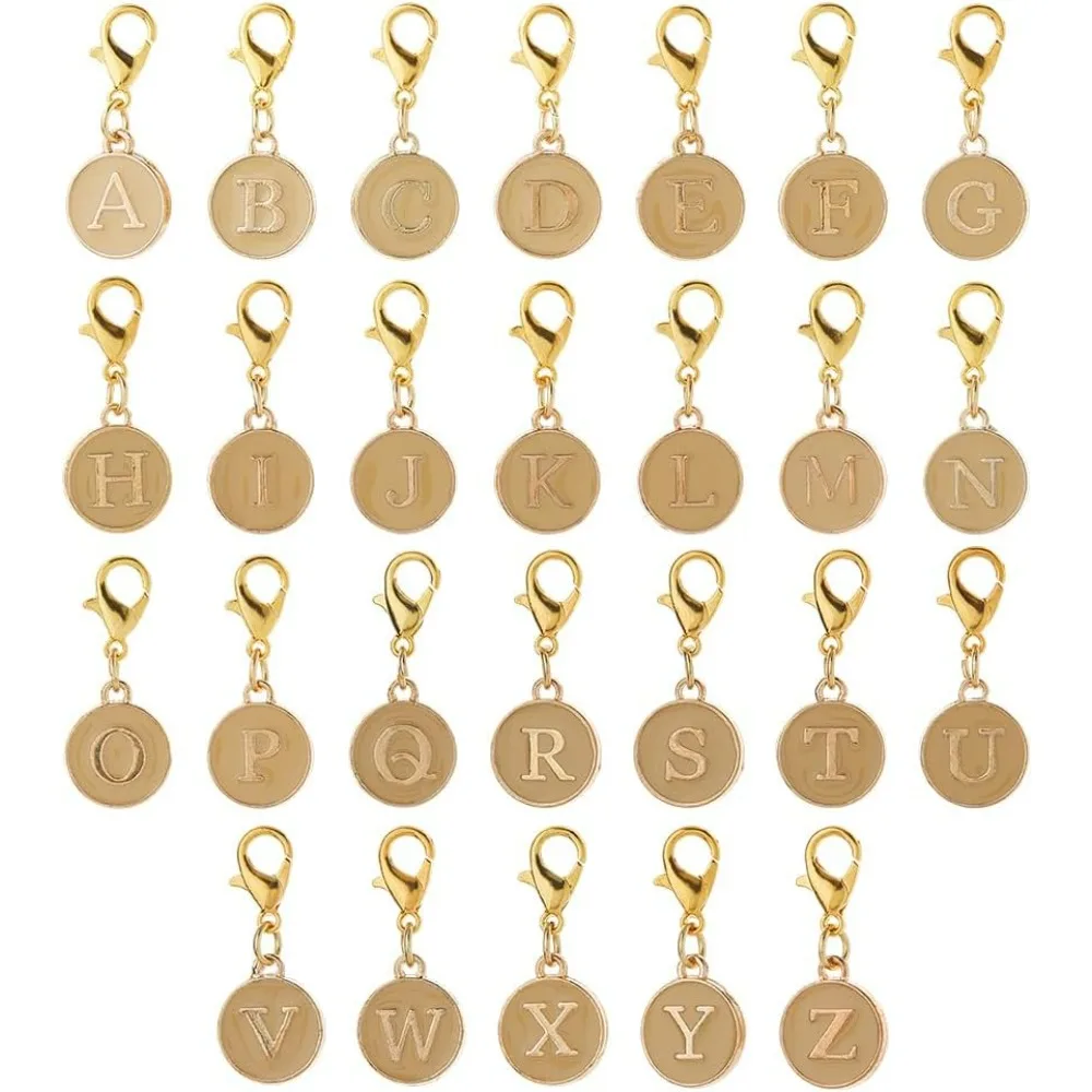 

A-Z Alphabet Letters Charms Alloy Enamel Initial Pendants Letter Clip On Charms Capital Letter Pendants with Lobster Claw Clasps
