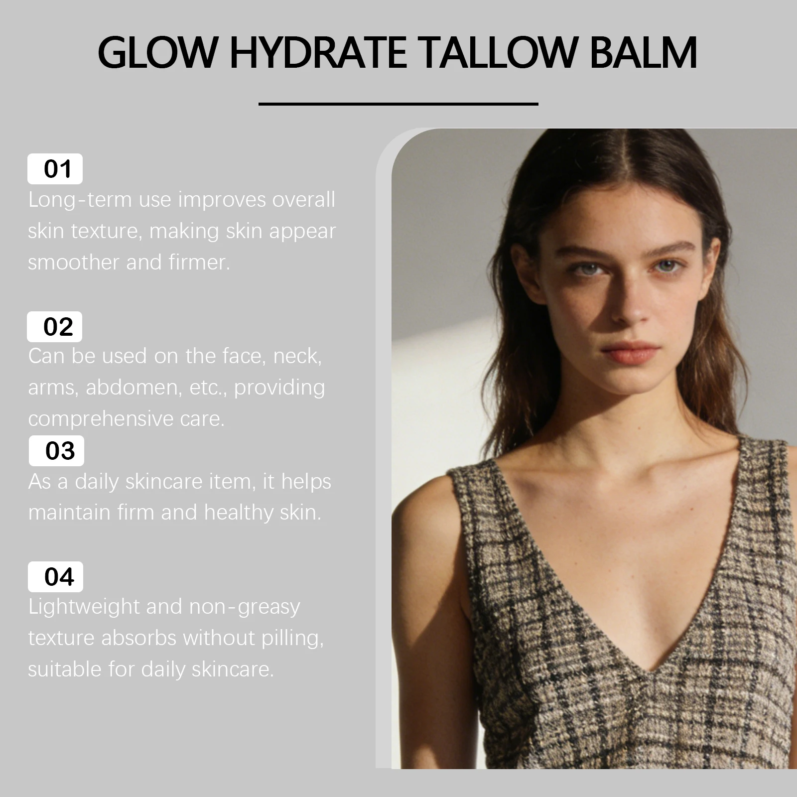 Natural GHK-CU Copper Peptide Tallow Balm for Face Body Firming Hydrating Brightening Moisturizer for Mature Dry Sensitive Skin