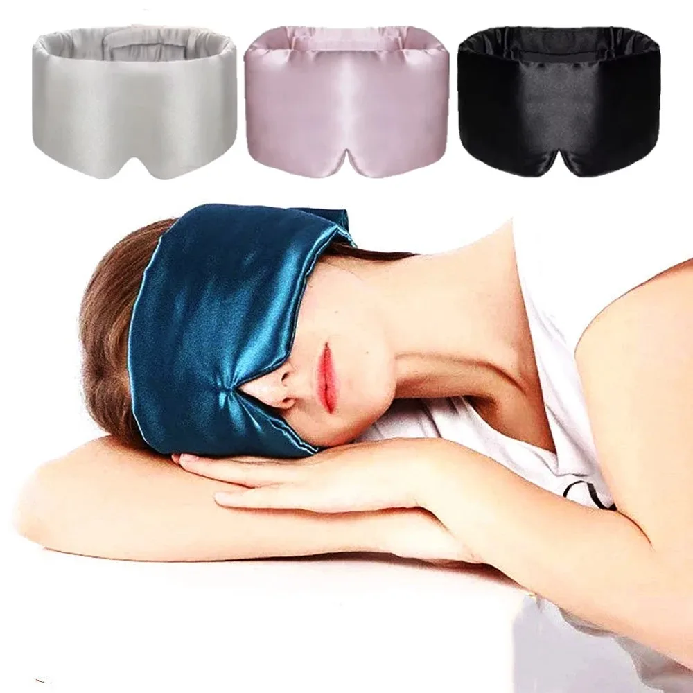 100% Mulberry Silk Sleep Mask, Full Size Blindfold for Total Blackout, Adjustable Headband for Men & Women, Light Plum